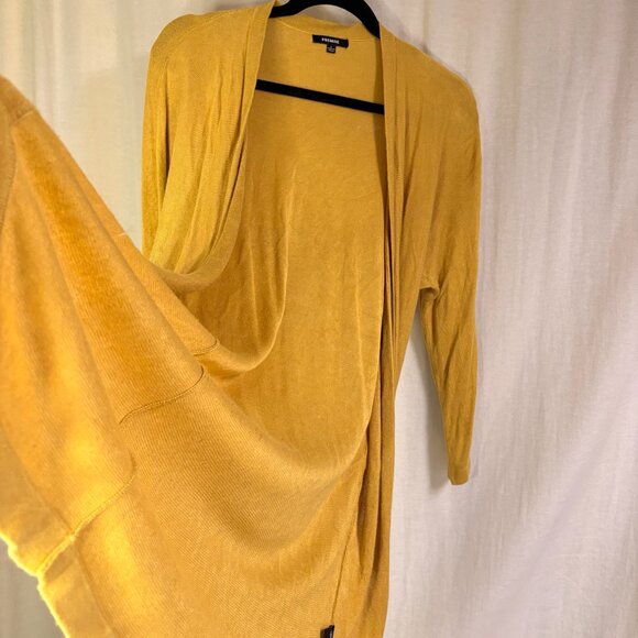 Premise Mustard Yellow Long Open Cardigan Duster 100% Viscose Women L - Picture 2 of 5